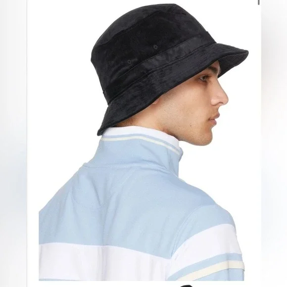 Sergio Tacchini Sovana Black Velour Bucket Hat Retro Tennis NWT - Picture 3 of 11